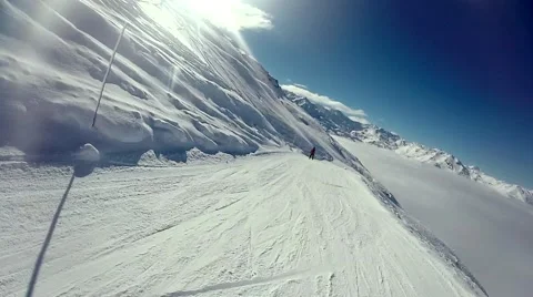 Subjective view of the skier Stock Footage 47710699