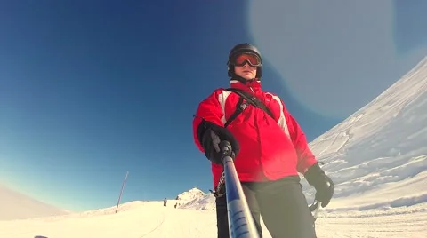 Subjective view of the skier Stock Footage 47739872