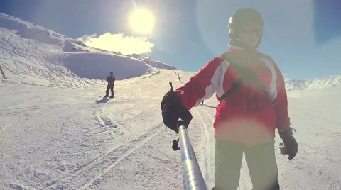 Subjective view of the skier Stock Footage 47739928