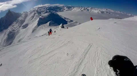 Subjective view of the skier Stock Footage 48220843