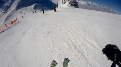 Subjective view of the skier Stock Footage 48269146