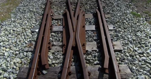 Subjective vision in motion over old train tracks. Video stock 119385313