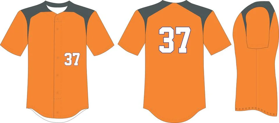 Sublimated Baseball Jersey Full button Mock ups Templates Vectors Stock Illustration