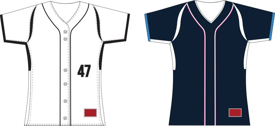 Sublimated Full Button Jersey With Inserts Vectors 스톡 일러스트