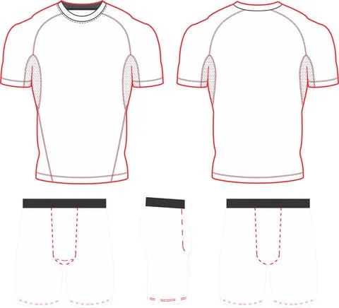 Sublimated Short Sleeve Compression Top and Shorts Templates Vectors 스톡 일러스트