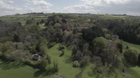 Sublime Cotswold Spring Aerial Landscape Kiftsgate Court Gardens D Log Stock Footage 154319147