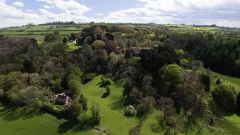 Sublime Cotswold Spring Aerial Landscape Kiftsgate Court Gardens Stock Footage 154319324