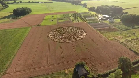 Sublime Crop Circle Drone Clip Zoom Out, Ansty, Wiltshire, 12-Aug-16, HD Stock Footage 172286454