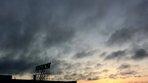 Sublime Timelapse of a Large Sign and a Beautiful Sky Stock Footage 221586693