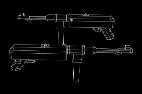 Submachine gun german MP 40 world war 2 firearms pistol 스톡 일러스트