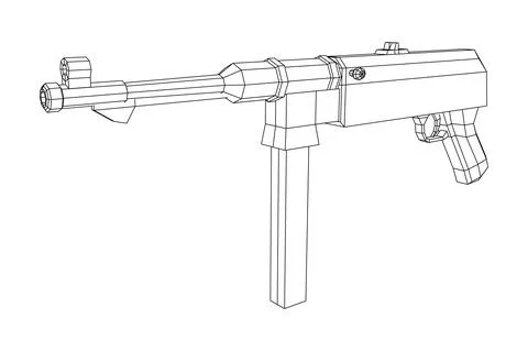 Submachine gun german MP 40 world war 2 firearms pistol 스톡 일러스트