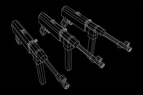 Submachine gun german MP 40 world war 2 firearms pistol Stock Illustration
