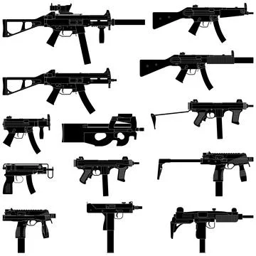 Submachine Gun Stock Illustration