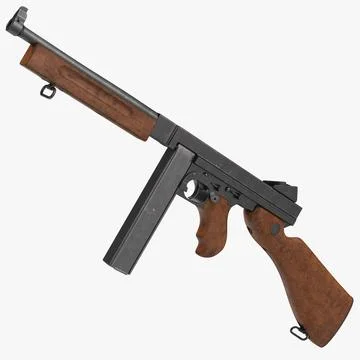 Submachine Gun Thompson M1A1 SMG 3D Model