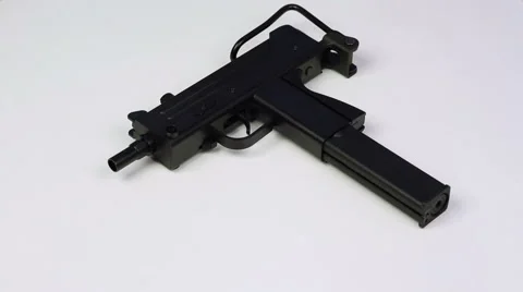 Submachine gun on white background Stock Footage 61478990