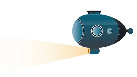 Submarine. Animation bathyscaphe explores the ocean. Cartoon Stock Footage 124408589