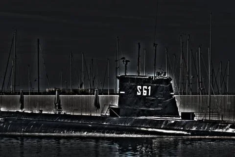 Submarine in the darkness Stock Photos