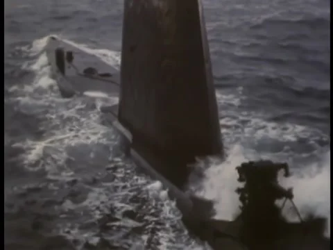 Submarine diving into ocean by iceberg Stock Footage 260252389