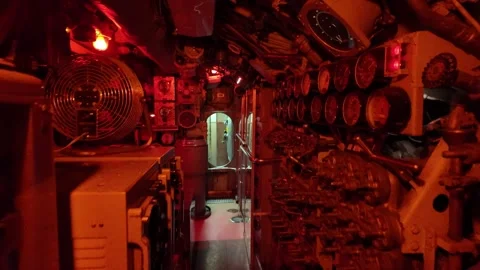 Submarine Engine Room, in Night Mode Vídeos de archivo 295230685