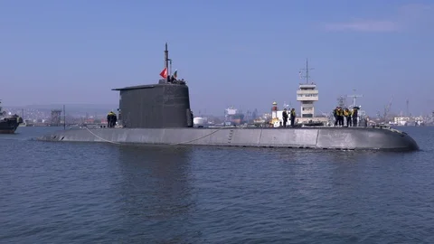 Submarine entering harbor Stock-Footage 88260067