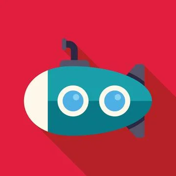 Submarine exploring deep ocean depths, flat design illustration Stock Illustration