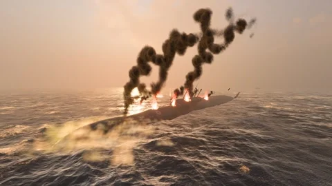 Submarine fire accident disaster black s... | Stock Video | Pond5