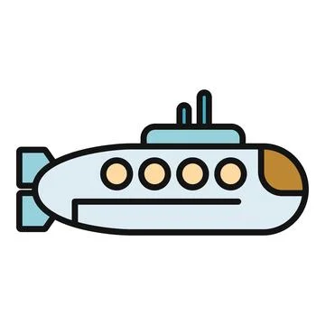 Submarine flat color icon displaying a simple underwater vehicle Stock Illustration