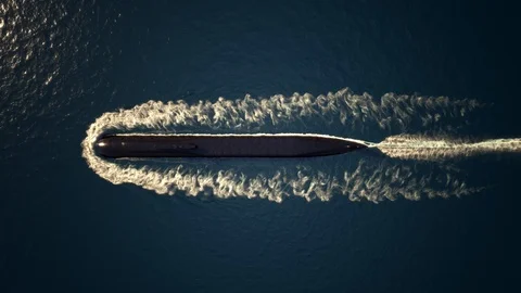 Submarine floating in ocean Stock Footage 122100995