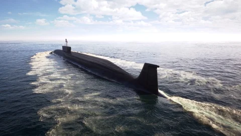 Submarine floating in ocean Stock Footage 124415423