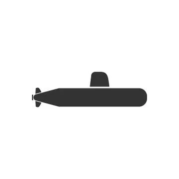 Submarine icon flat Stock Illustration