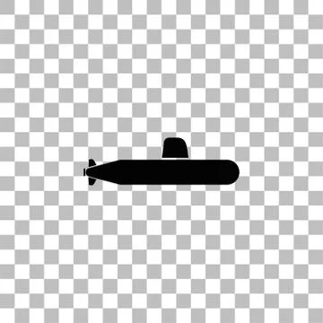 Submarine icon flat Stock Illustration