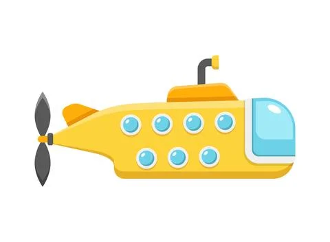 Submarine icon in flat style. Bathyscaphe vector illustration on isolated b.. Stock Illustration