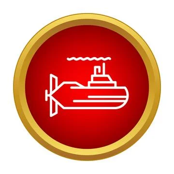 Submarine icon navigating red circle background abstract concept Illustrazione stock