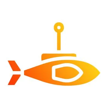 Submarine icon solid gradient red style military illustration vector army e.. 库存插图