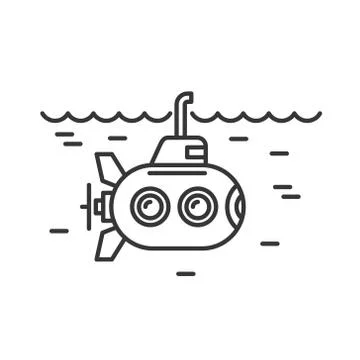 Submarine Icon on White Background. Vector Logo Stock Illustration
