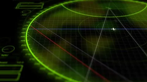Submarine Interface Navigation SONAR radar screen Cinematic Angle - V1 - Modern Fotos de archivo