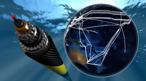 Submarine internet network map and fiber optic cable. Video stock 25868337
