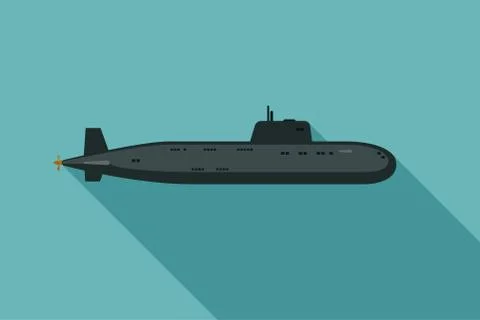 Submarine with long shadow Stock Illustration