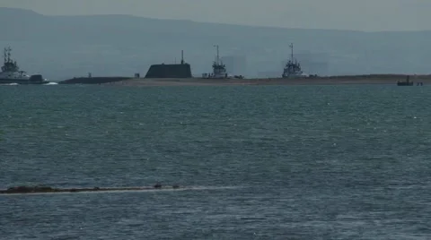 Submarine moving out of dock. Stock Footage 54089476