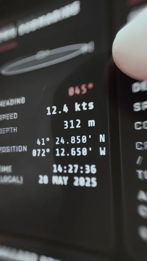 Submarine Navigation Readout With Speed Depth Position And Time 4K Stock Footage 341843207