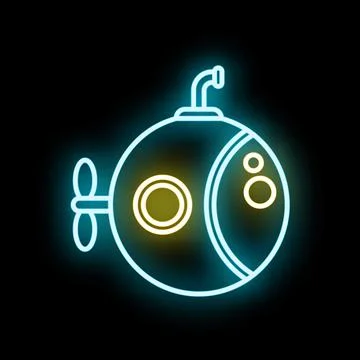 Submarine neon icon exploring deep sea technology Stock Illustration