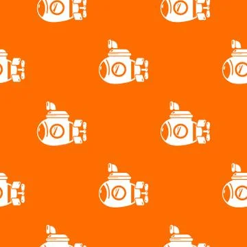 Submarine ocean pattern vector orange Stock Illustration