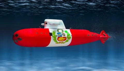 Submarine of Peruvian Navy, concept. 3D rendering Stock Illustration