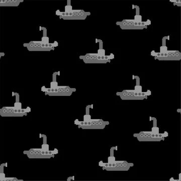 Submarine pixel art pattern seamless. Ship for underwater diving 8 bit backgr Stock Illustration