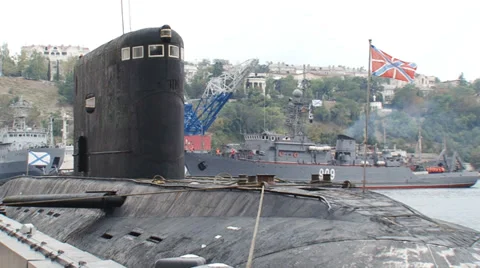 Submarine returns to base Stock Footage 35550650