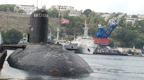 Submarine returns to base Stock Footage 35550961