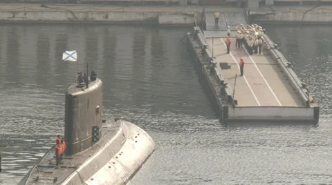 Submarine returns to base Stock Footage 35551711