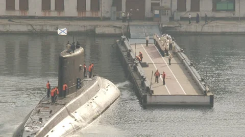 Submarine returns to base Stock Footage 35552629