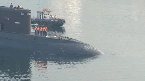 Submarine returns to base Stock Footage 35555267