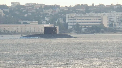 Submarine returns to base Stock Footage 35556477